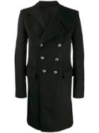 Balmain Double-breasted Mid-length Coat - Black