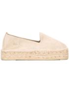 Manebi Platform Espadrilles, Women's, Size: 37, Nude/neutrals, Suede/raffia/rubber
