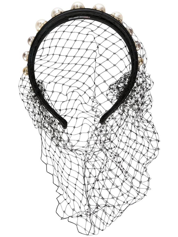 Red Valentino Mesh Studded Hairband - Black