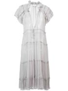 Lee Mathews - Sheer Frilled Dress - Women - Silk - 1, Women's, Grey, Silk
