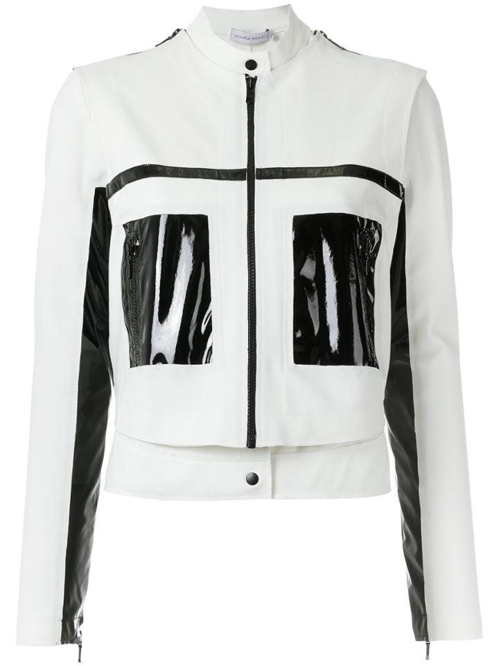 Mara Mac Contrasting Panels Jacket - White