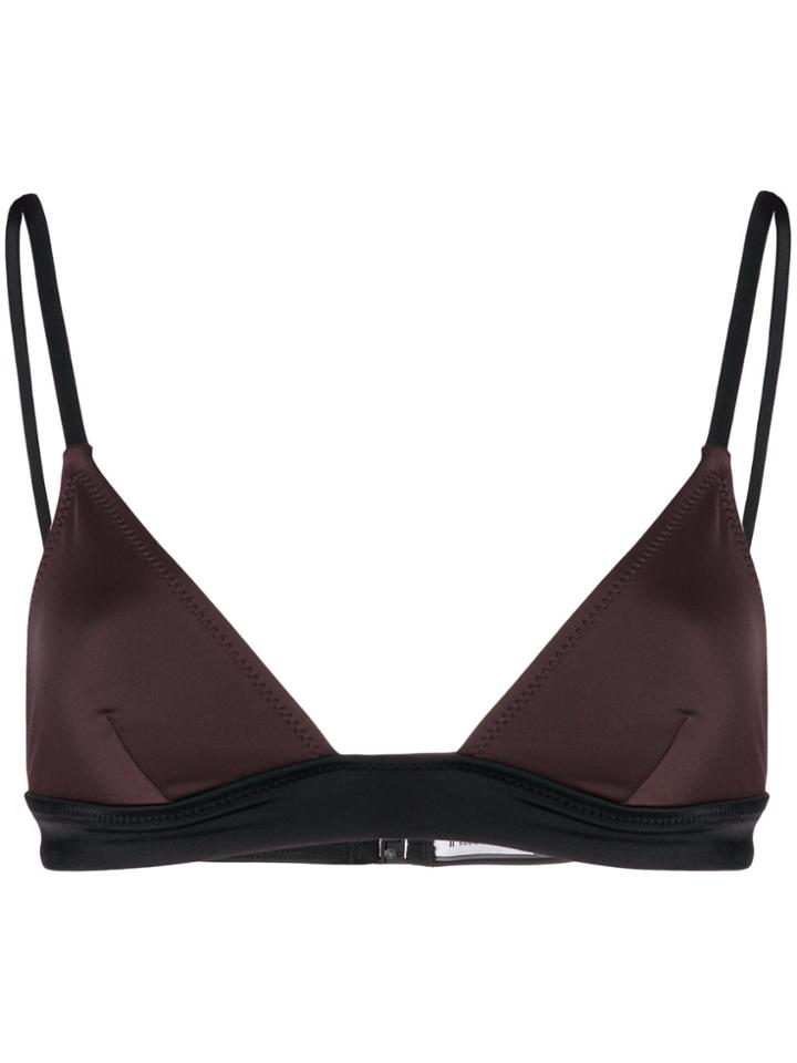 Solid & Striped Triangle Bikini Top - Brown