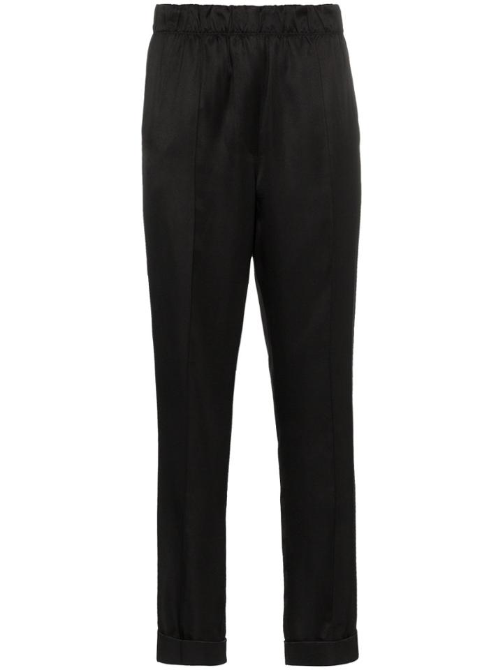 Helmut Lang High Waisted Silk Slim-leg Trousers - Black