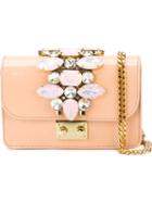 Gedebe Mini Clicky Clutch, Women's, Nude/neutrals, Suede/patent Leather/crystal