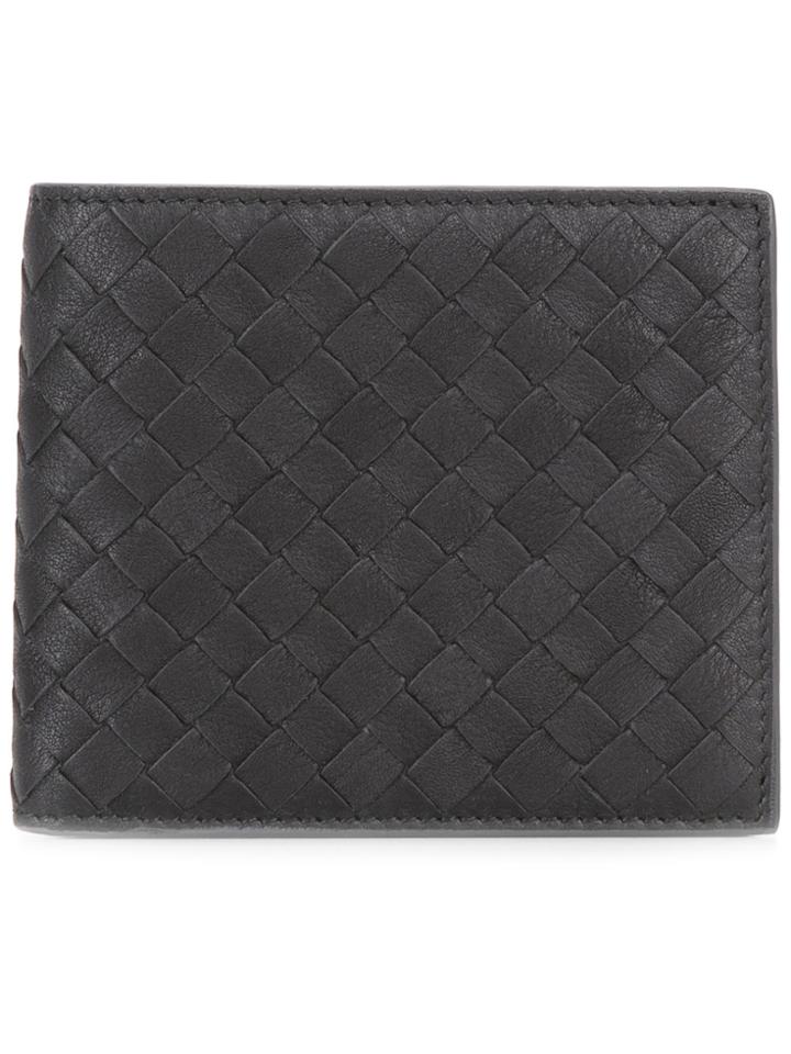 Bottega Veneta Nero Intrecciato Calf Bi-fold Wallet - Brown