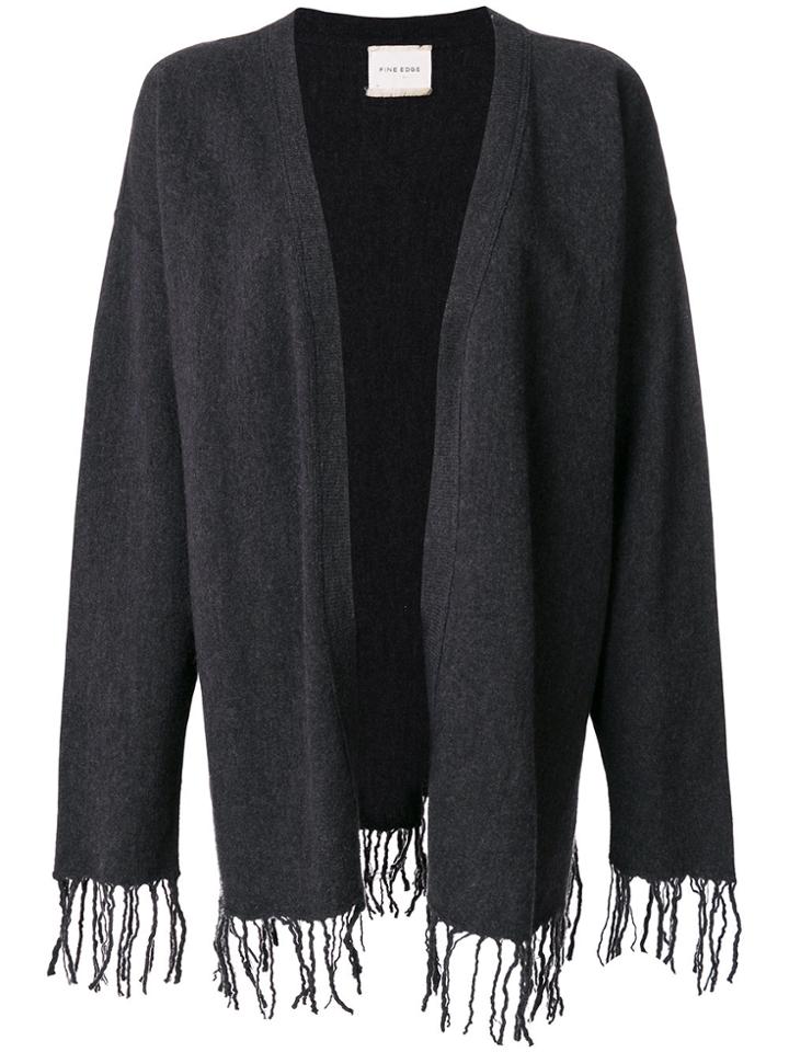 Fine Edge Fringed Cardigan - Grey