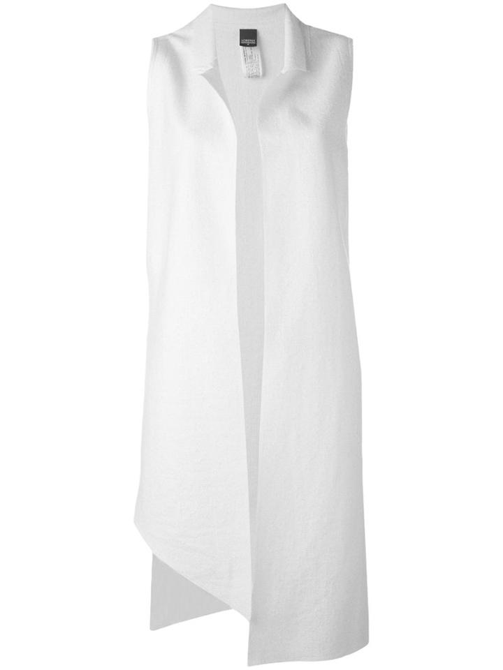 Lorena Antoniazzi - Oversized Sleeveless Jacket - Women - Linen/flax/nylon/virgin Wool/metal - 42, White, Linen/flax/nylon/virgin Wool/metal