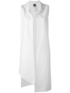 Lorena Antoniazzi - Oversized Sleeveless Jacket - Women - Linen/flax/nylon/virgin Wool/metal - 42, White, Linen/flax/nylon/virgin Wool/metal