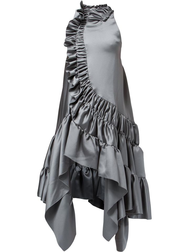 Koché Ruched Trim Asymmetric Dress - Grey