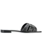 Saint Laurent Tribute Studded Flat Sandals - Black