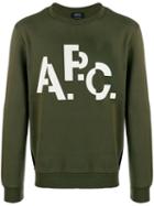 A.p.c. Printed Logo Sweatshirt - Green