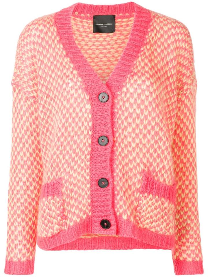 Roberto Collina V-neck Button Cardigan - Pink & Purple