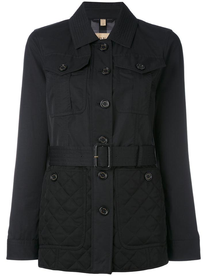 Burberry - Quilted Detail Fitted Jacket - Women - Cotton/polyamide/acetate/cupro - 10, Black, Cotton/polyamide/acetate/cupro