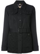 Burberry - Quilted Detail Fitted Jacket - Women - Cotton/polyamide/acetate/cupro - 10, Black, Cotton/polyamide/acetate/cupro