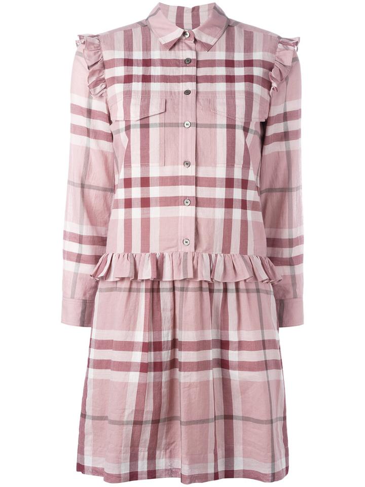 Burberry 'house Check' Dress, Women's, Size: 4, Pink/purple, Cotton