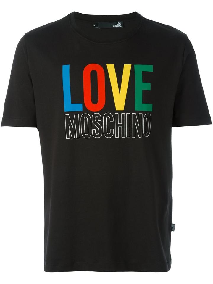 Love Moschino Logo Print T-shirt, Men's, Size: Xl, Black, Cotton