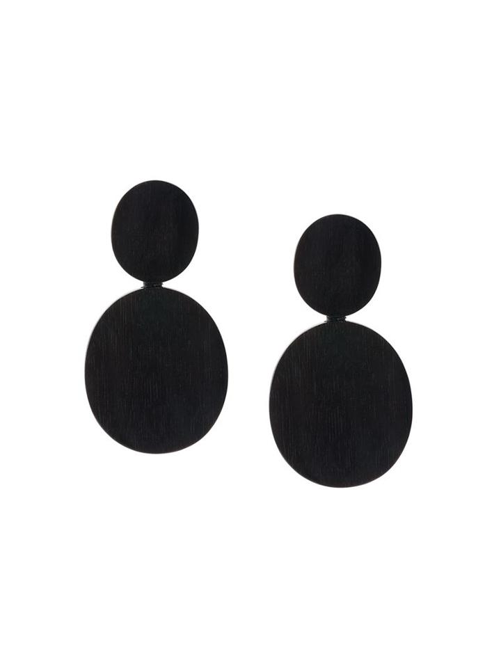 Monies Disc Clip-on Earrings, Women's, Black