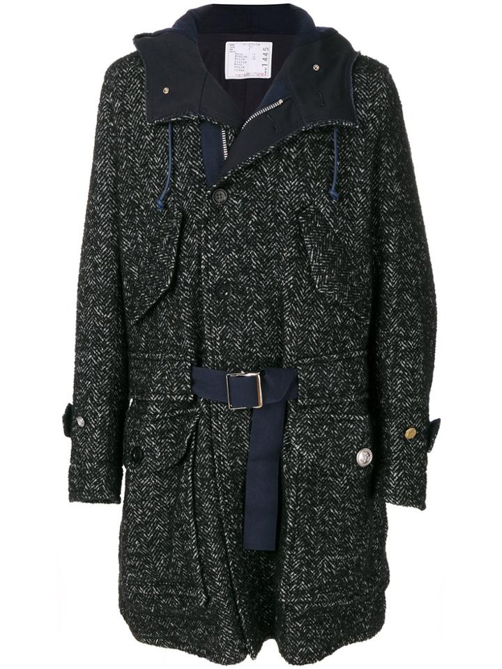 Sacai Oversized Hooded Coat - Blue