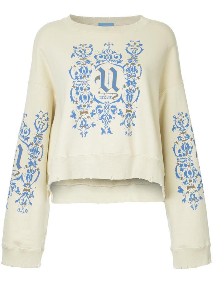 Undercover Logo Print Distressed Sweatshirt - Yellow & Orange