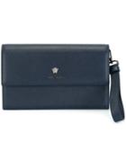 Versace Medusa Foldover Clutch, Men's, Blue, Calf Leather