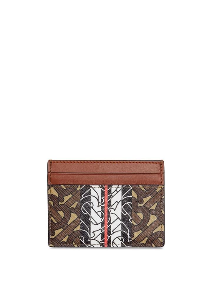 Burberry Monogram Stripe E-canvas Card Case - Brown
