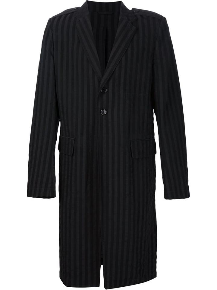 Ann Demeulemeester 'summer' Single-breasted Coat, Men's, Size: Small, Black, Cotton/linen/flax/polyester/viscose