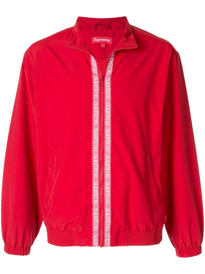 Supreme Classic Logo Taping Track Jacket - Red