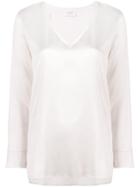 Snobby Sheep V-neck Blouse - Neutrals