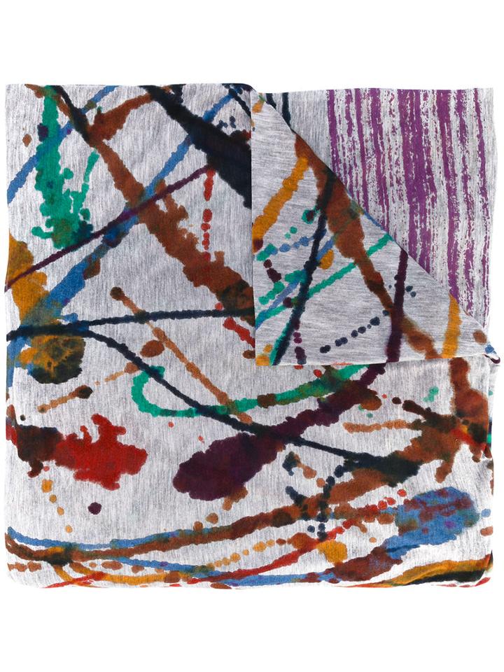 Faliero Sarti - Paint Splash Print Scarf - Men - Modal - One Size, Grey, Modal