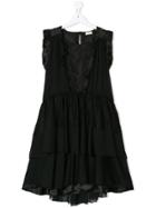 Elisabetta Franchi La Mia Bambina Lace Insert Dress - Black