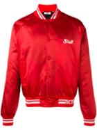 Gcds Logo Print Bomber Jacket, Men's, Size: Large, Red, Polyester/polyamide