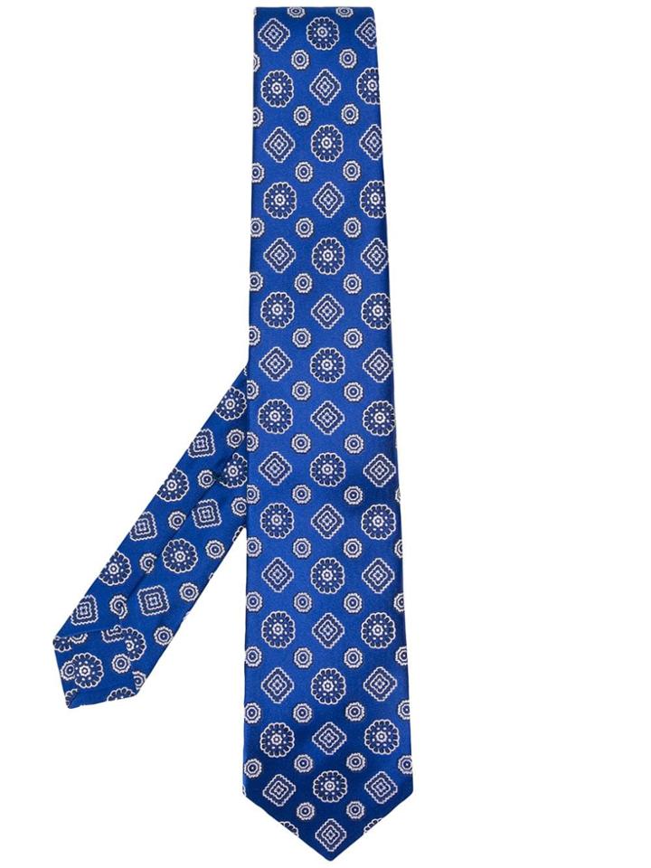 Kiton All-over Pattern Tie - Blue