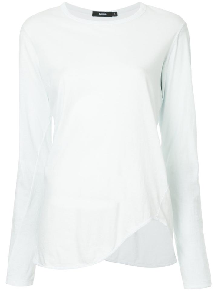 Bassike Heritage Scoop Hem Long Sleeve Top - White