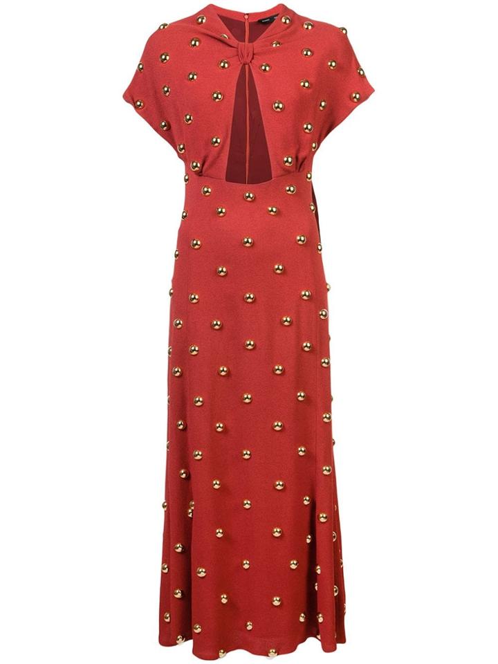 Proenza Schouler Metal Embroidered Long Dress - Burgundy