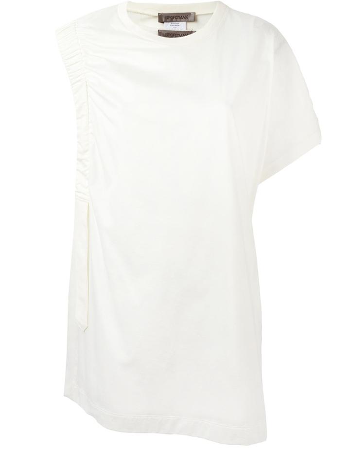 Sportmax - Cut-out Sleeve T-shirt - Women - Silk/cotton - Xs, Women's, White, Silk/cotton