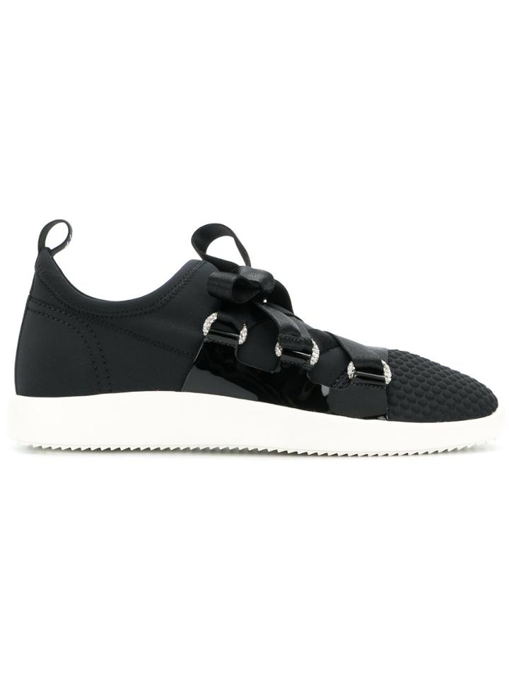 Giuseppe Zanotti Design Slip-on Ribbon Tie Sneakers - Black