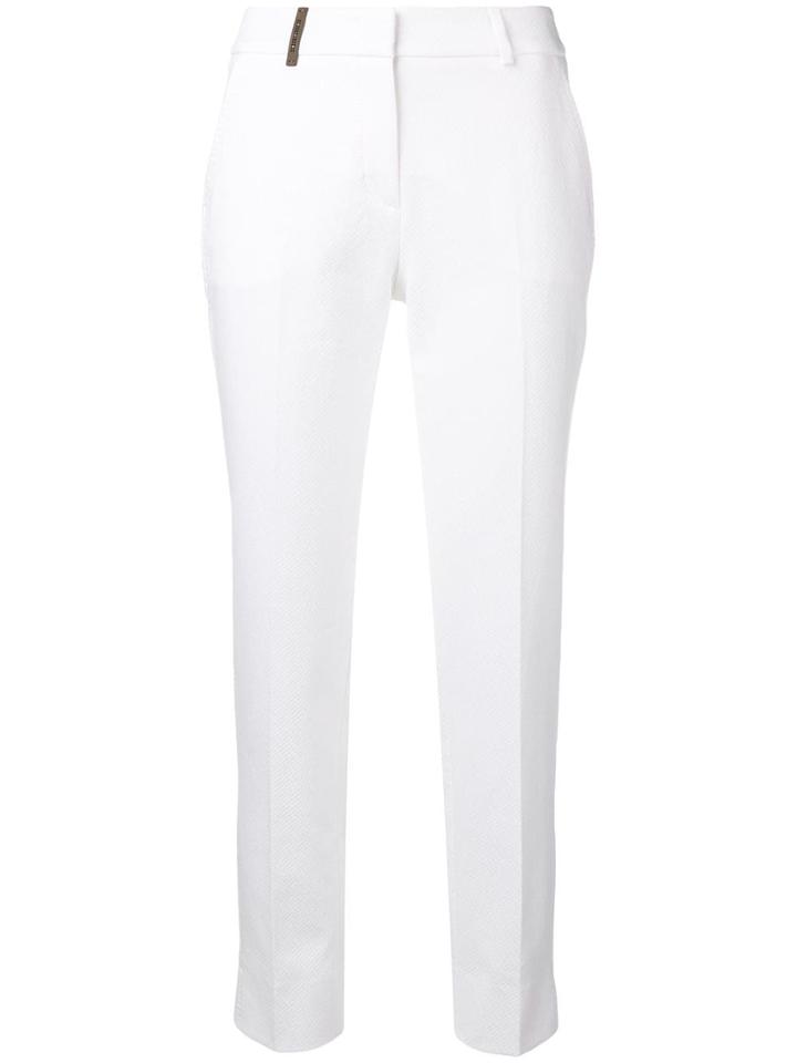 Peserico Textured Slim-fit Trousers - White