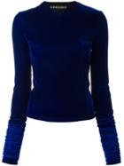 Y / Project Long Sleeve Velvet Top, Women's, Size: 38, Blue, Polyester/spandex/elastane