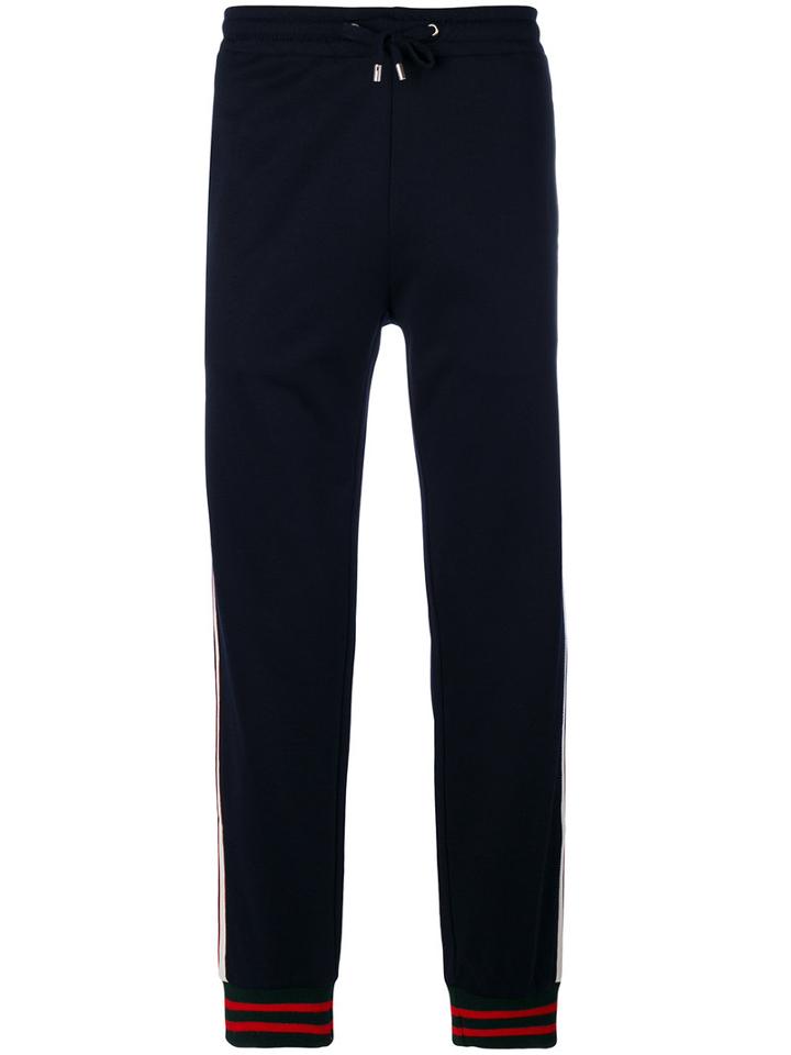 Gucci - Gg Web Track Trousers - Men - Cotton/polyamide/polyester/wool - L, Blue, Cotton/polyamide/polyester/wool