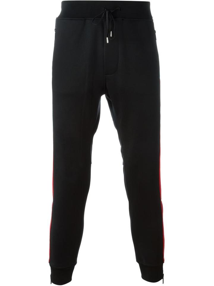 Dsquared2 Drawstring Track Pants, Men's, Size: M, Black, Polyester/cotton/spandex/elastane