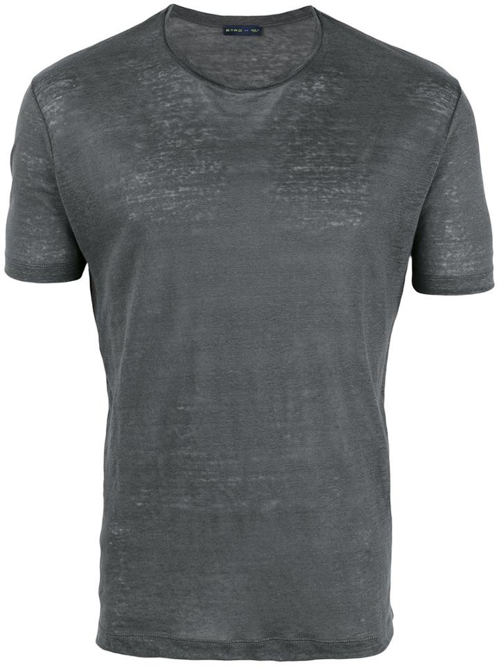 Etro - Crew-neck T-shirt - Men - Linen/flax - S, Grey, Linen/flax
