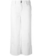 Just Cavalli - Wide Turn Up Trousers - Women - Cotton/spandex/elastane - 26, White, Cotton/spandex/elastane