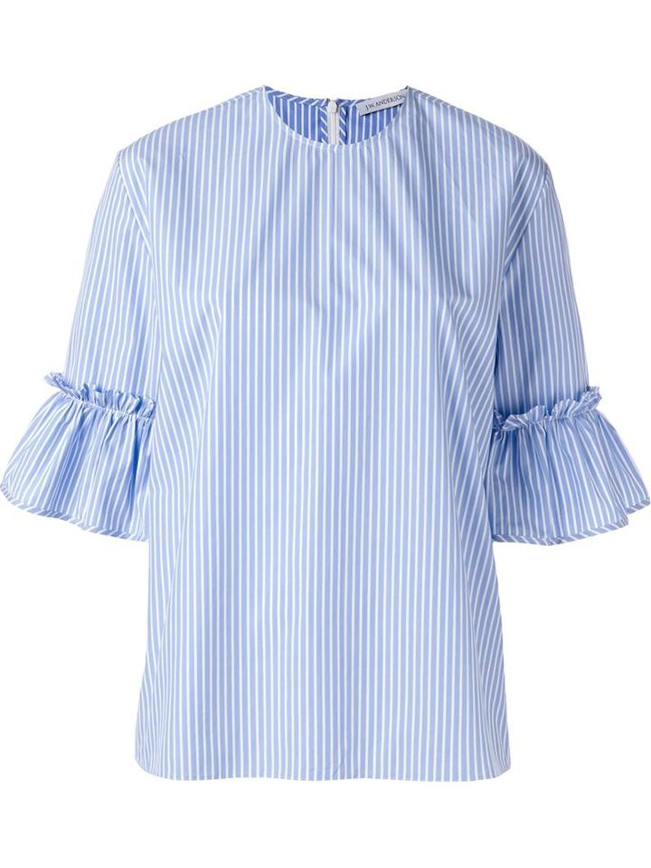 J.w. Anderson Pinstriped Ruffle Sleeve Blouse