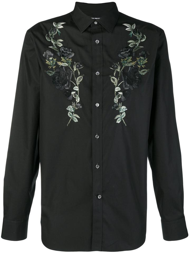 Alexander Mcqueen Embroided Longsleeved Shirt - Black