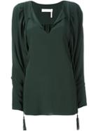Chloé Slit Front Blouse, Women's, Size: 38, Green, Silk