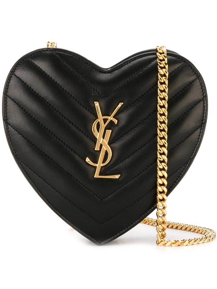 Saint Laurent Small 'love Heart' Chain Bag, Women's, Black