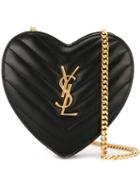 Saint Laurent Small 'love Heart' Chain Bag, Women's, Black