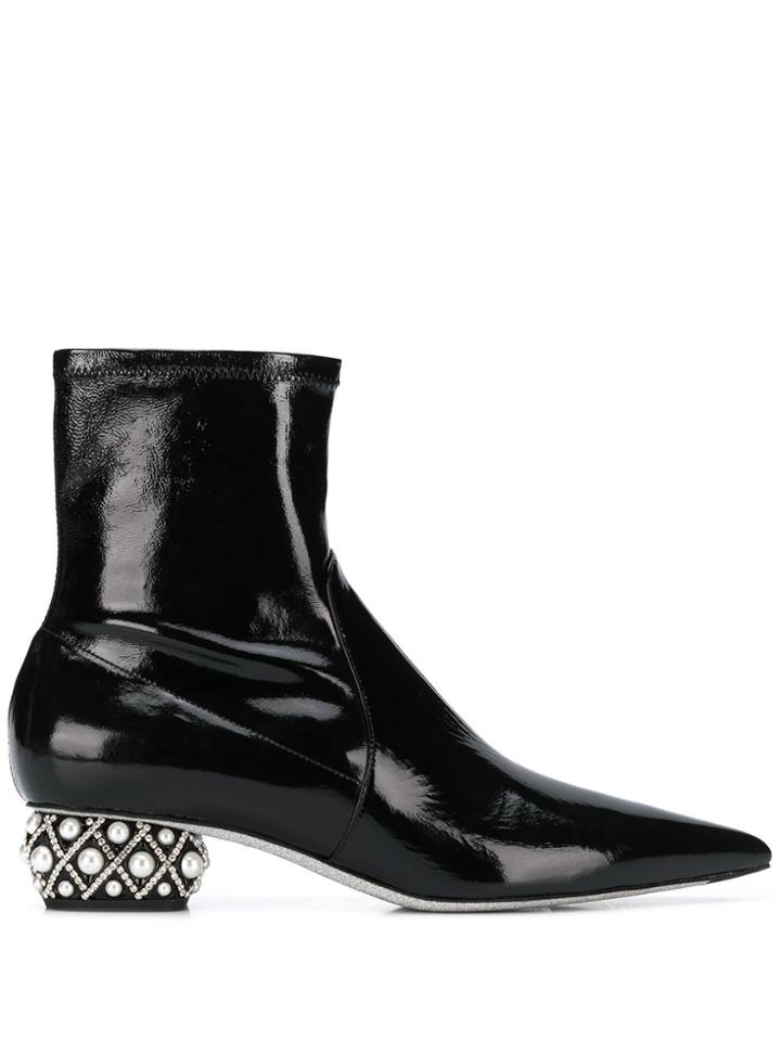 René Caovilla Ladyperla Ankle Boots - Black