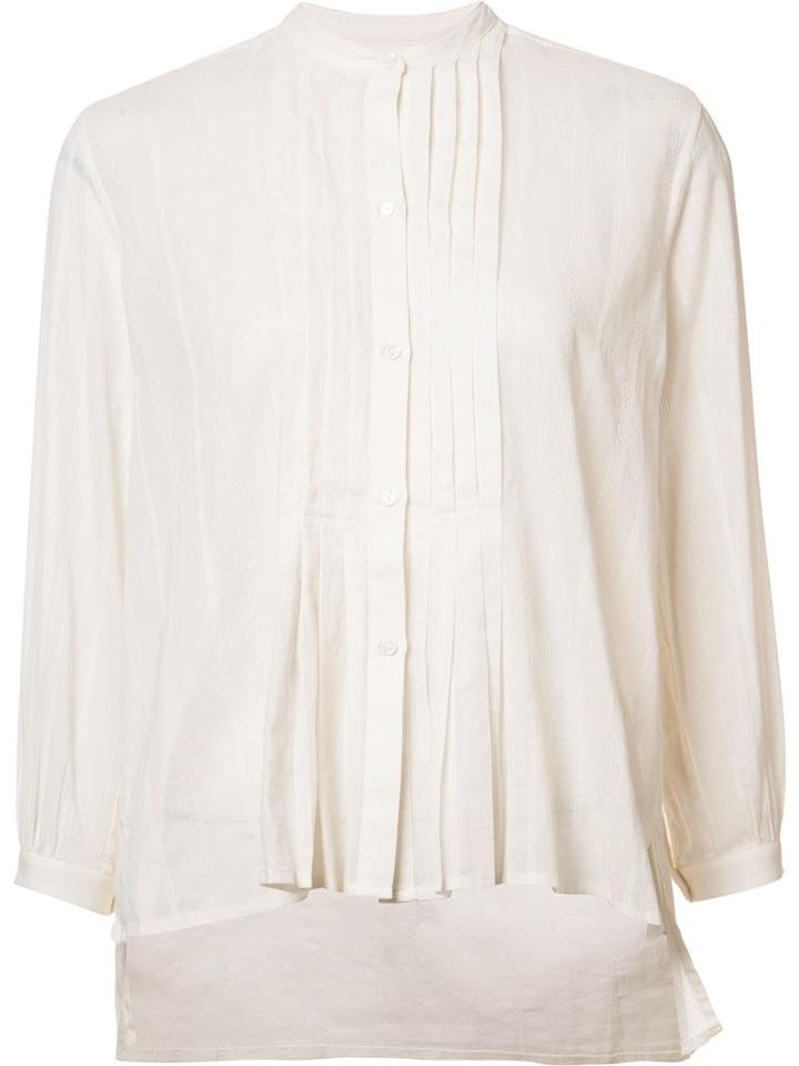Nili Lotan Pleated Front Shirt, Women's, Size: Xs, White, Cotton