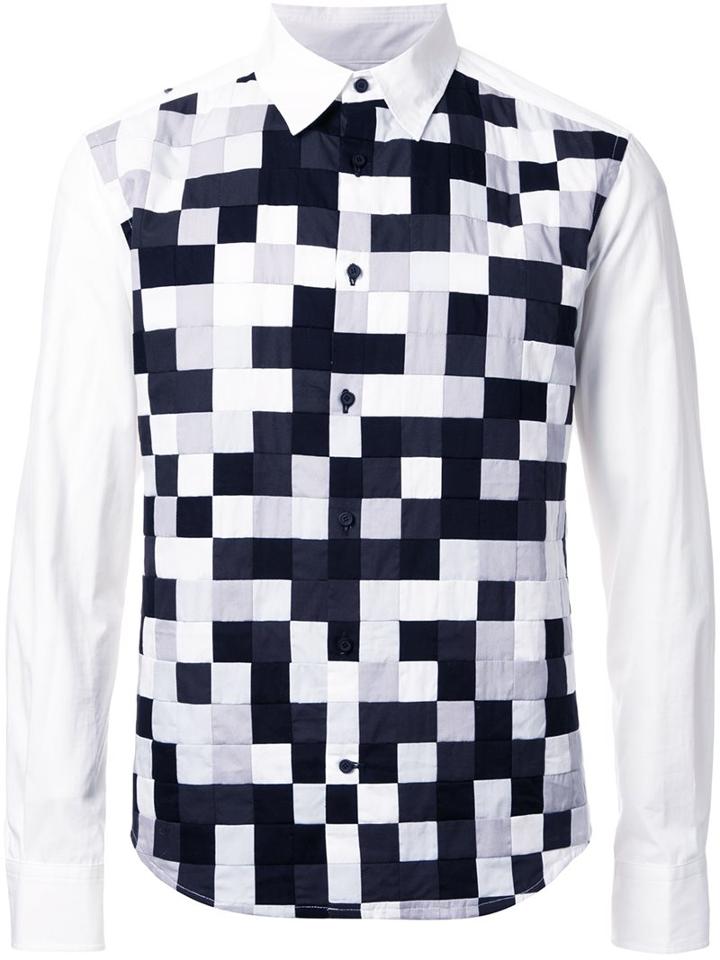 Anrealage 'noise' Patchwork Shirt, Men's, Size: 46, White, Cotton